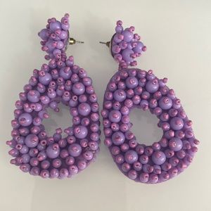 Purple Big Beaded Dangle Earrings